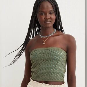 AERIE OLIVE AND TURQUOISE BLUE TUBE TOP NWT•Size medium